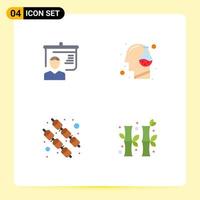 Group of 4 Flat Icons Signs and Symbols for teacher food school innovation sweet Editable Vector Design Elements