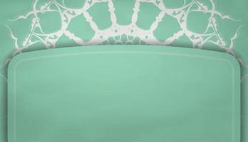 Mint color banner with indian white pattern for logo design vector