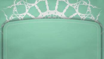 Mint color banner with indian white pattern for logo design vector