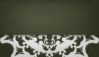 Dark green banner with vintage white pattern for design under your text vector