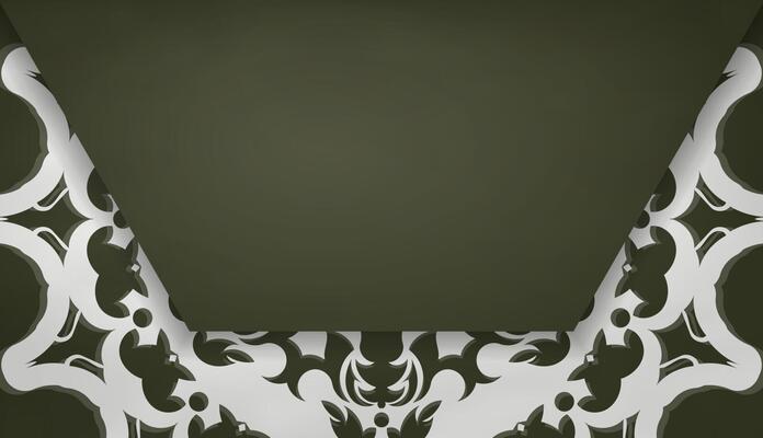 Dark green banner with Greek white ornaments and place for your text