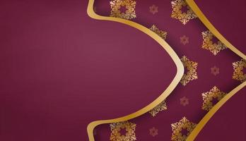 Burgundy banner with vintage gold ornament for design under your logo or text vector