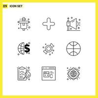 9 Creative Icons Modern Signs and Symbols of candy money business global invesment shout Editable Vector Design Elements