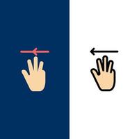 Hand Hand Cursor Up Left  Icons Flat and Line Filled Icon Set Vector Blue Background