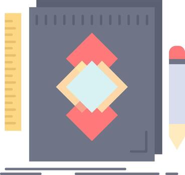 design Tool identity draw development Flat Color Icon Vector