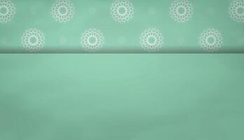 Baner mint color with mandala white pattern for logo design vector