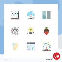 Pack of 9 creative Flat Colors of physics particle cloud atom image Editable Vector Design Elements