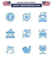 Set of 9 Vector Blues on 4th July USA Independence Day such as basketball american email flag mail Editable USA Day Vector Design Elements