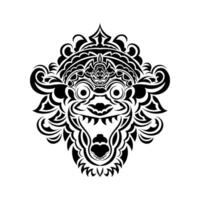 Vector hand drawn illustration of angry clown in baroque frame. Tattoo artwork in realistic line style. Portrait of ugly clown. Template for card, poster, banner, print for t-shirt.
