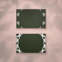 Dark green business card with abstract white pattern for your personality. vector