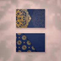 Dark blue business card with luxurious gold pattern for your business. vector