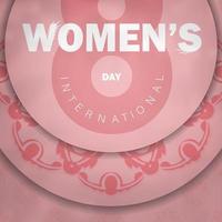 Greeting card international womens day pink color with luxury ornament vector
