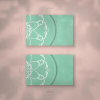 Abstract white pattern mint color business card for your brand. vector