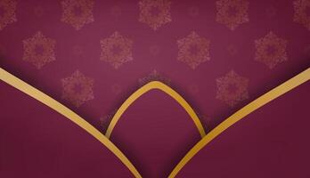 Baner of burgundy color with abstract gold pattern for design under your logo or text vector