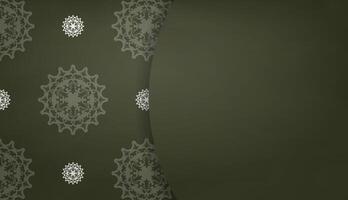 Dark green banner with antique white ornaments and place for your text vector