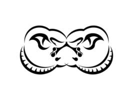 tatuaje de estilo polinesio con máscara y cabeza de serpiente. vector