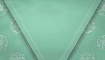 banner de color menta con un patrón blanco griego para el diseño debajo de su texto vector