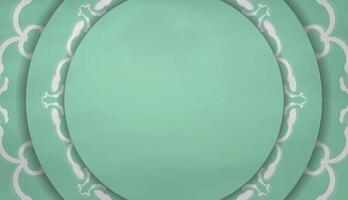 Baner in mint color with abstract white pattern and space for text vector