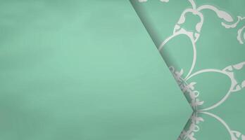 banner de color menta con adorno blanco vintage para el diseño debajo de su texto vector