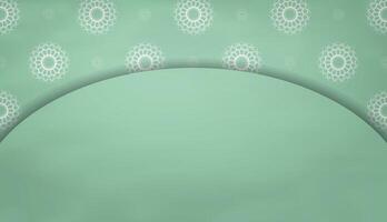 Mint color banner with vintage white pattern for logo design vector
