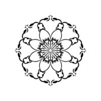 vector mandala blanco y negro aislado en blanco. elemento decorativo circular dibujado a mano vectorial.