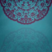 A turquoise postcard with a luxurious purple ornamentation prepared for typography. vector