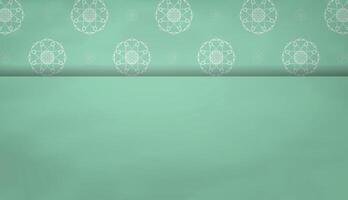 Mint color banner with vintage white pattern for design under your text vector