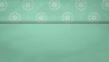 Mint color banner with vintage white pattern for design under your text vector