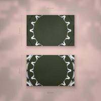 Dark green business card with antique white ornaments for your business. vector