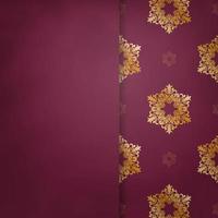 Brochure burgundy with Greek gold pattern prepared for typography. vector