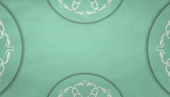 Baner of mint color with mandala white ornament for design under your text vector