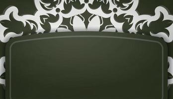 Dark green banner with indian white pattern for logo design vector