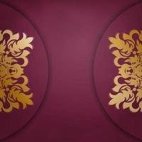 Abstract gold pattern burgundy brochure for your brand. vector