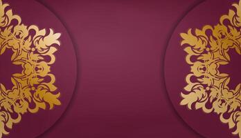 Burgundy banner with luxurious gold pattern and space for your logo or text vector