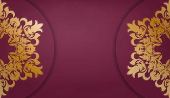 Burgundy banner with luxurious gold pattern and space for your logo or text vector