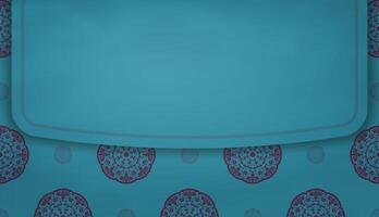 Baner of turquoise color with a luxurious purple pattern for design under your text vector