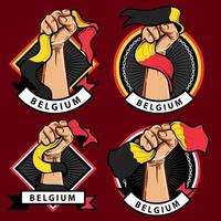 fist hands with belgium flag illustration vector