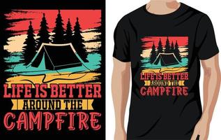 diseño de camiseta de camping llamada de camiseta de aventura vector