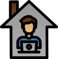 Man Working at Home Vector Icon Design