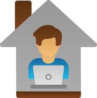 Man Working at Home Vector Icon Design