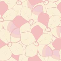 Seamless botanical pattern with large flowers in pastel colors. Flowers stacked on top of each other vector