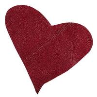 one red leather heart isolated on white photo