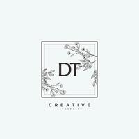 DT Beauty vector initial logo art, handwriting logo of initial signature, wedding, fashion, jewerly, boutique, floral and botanical with creative template for any company or business.