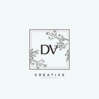 arte del logotipo inicial del vector de belleza dv, logotipo de escritura a mano de firma inicial, boda, moda, joyería, boutique, floral y botánica con plantilla creativa para cualquier empresa o negocio.