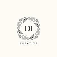 DI Beauty vector initial logo art, handwriting logo of initial signature, wedding, fashion, jewerly, boutique, floral and botanical with creative template for any company or business.