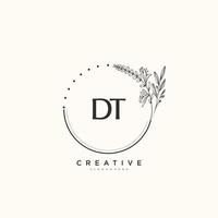 DT Beauty vector initial logo art, handwriting logo of initial signature, wedding, fashion, jewerly, boutique, floral and botanical with creative template for any company or business.