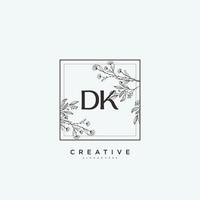 dk arte del logotipo inicial del vector de belleza, logotipo de escritura a mano de firma inicial, boda, moda, joyería, boutique, floral y botánica con plantilla creativa para cualquier empresa o negocio.