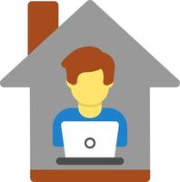 Man Working at Home Vector Icon Design