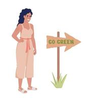 Go green lifestyle semi flat color vector character. Editable figure. Full body person on white. Simple cartoon style illustration for web graphic design and animation