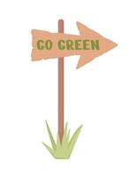 Go green pointer semi flat color vector object. Editable elements. Full sized items on white. Simple cartoon style illustration for web graphic design and animation